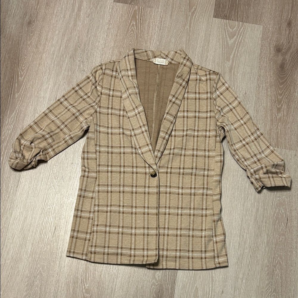 Altar’d State Plaid 3/4 Sleeve Lightweight Women's Jacket sz Medium